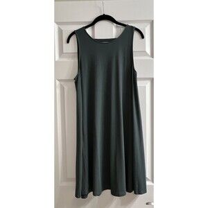 LOFT  Dress Sz M Sleeveless Stretch Swing Shift Green A-Line